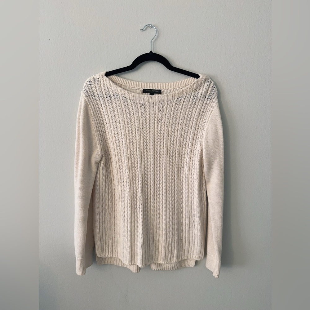 Banana Republic Pointelle Sweater in Cream